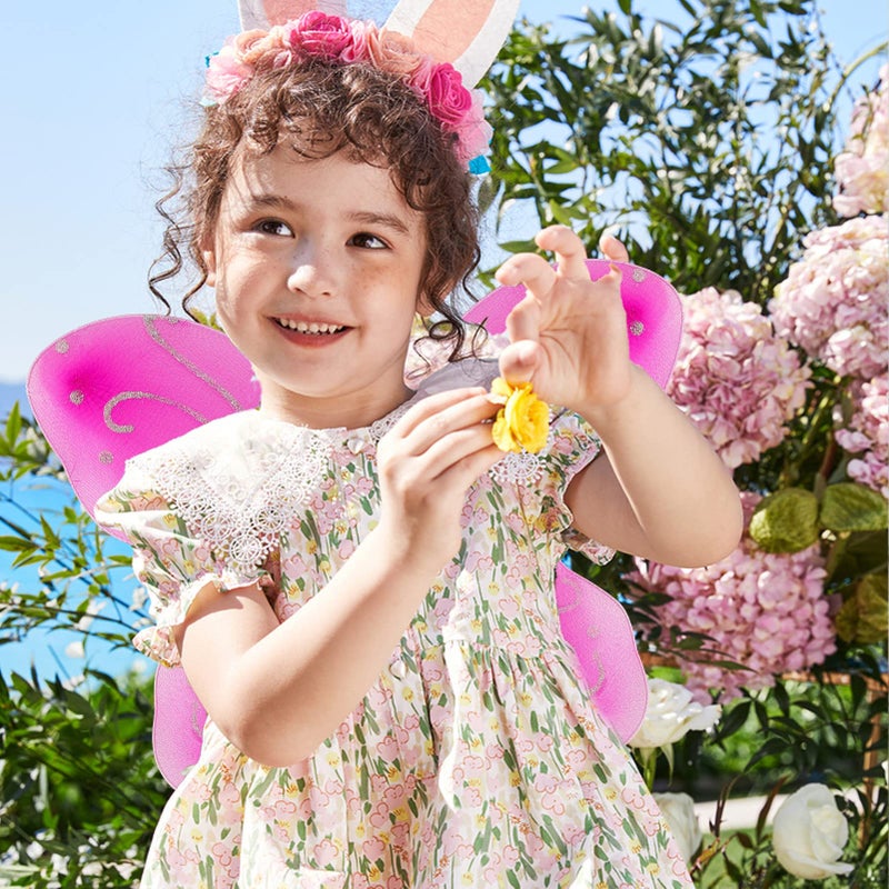 Dushi Girls Butterfly Fairy Wings for Fairy Costumes Sparkle Fairy Princess Wings Party Favorâ€¦ (hot pink-fbm) - Image 3